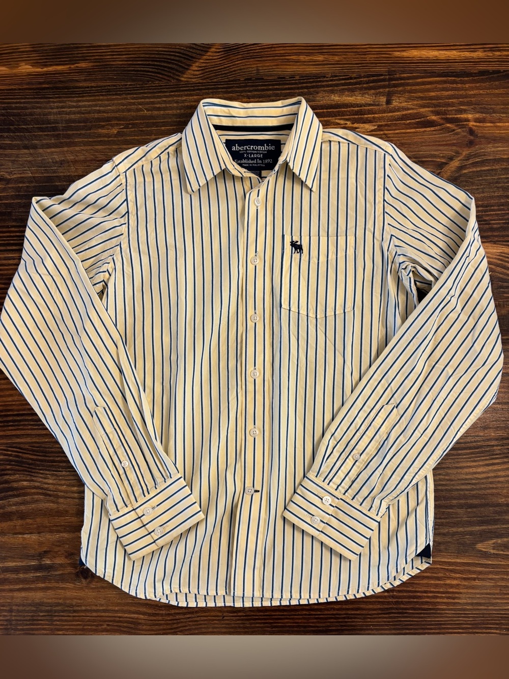 Vintage Y2K Abercrombie & Fitch 100% Cotton Striped Button Down Shirt Pop Collar